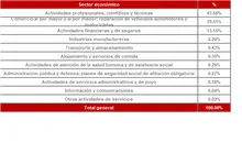 Por sector econ&oacute;mico 